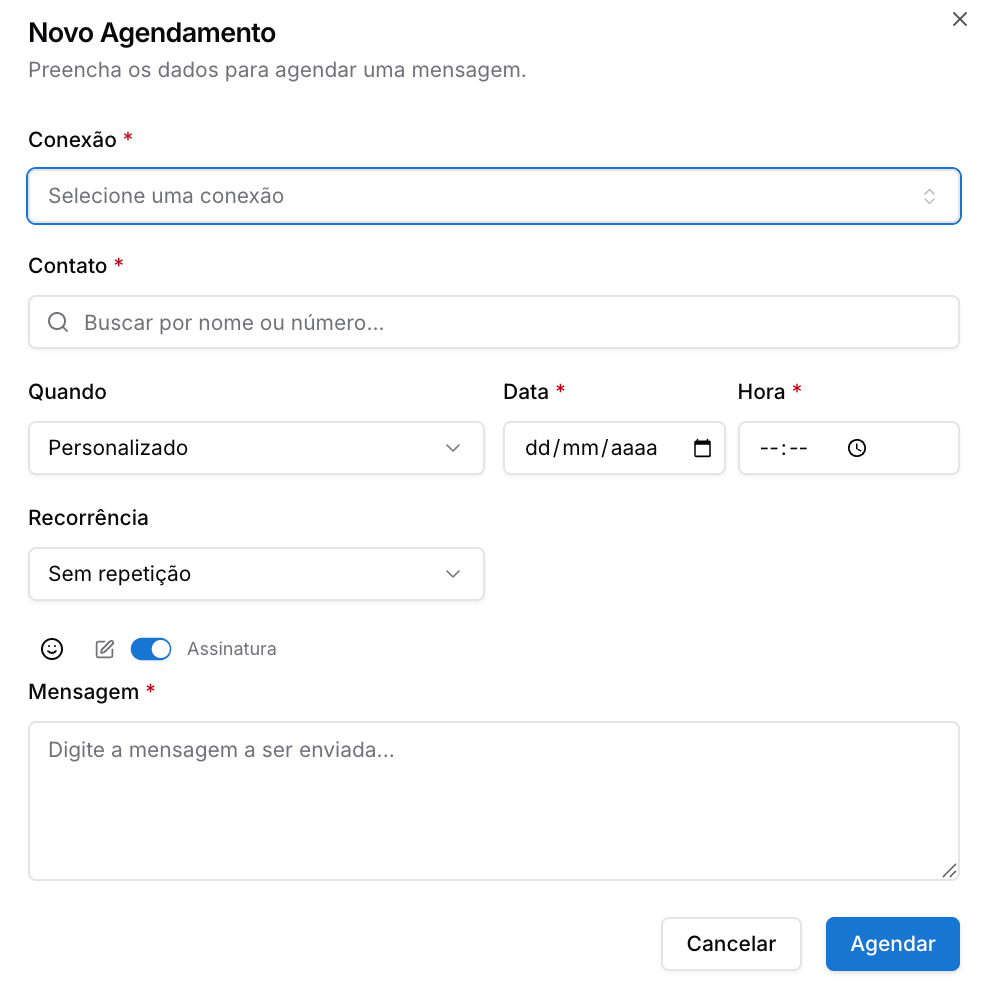 Formulário de novo agendamento